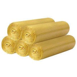 5 Rolls Small Trash Bags - 100 Counts Durable 4 Gallon Small Garbage Bags for home office kitchen Bathroom Bedroom Trash Can linersGolden