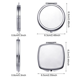 Jetec 6 Pcs Sublimation Blanks Compact Mirror Bulk Transfer Folding Pocket Makeup Double Sided Handheld Mirror Round Square Sublimation for Purse Travel Jetec 6 Pcs Sublimation Blanks Compact Mirror Bulk Transfer Folding Pocket Makeup Double Sided Handheld Mirror Round Square Sublimation for Purse Travel