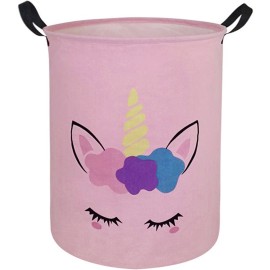 DUYIY Round Laundry Hamper Storage Basket Laundry Organizer Hamper Storage Bins Clothes and Toys Box Nursery Hamper Gift Basket For Kids with Handles