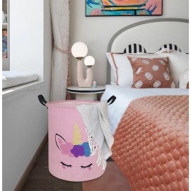 DUYIY Round Laundry Hamper Storage Basket Laundry Organizer Hamper Storage Bins Clothes and Toys Box Nursery Hamper Gift Basket For Kids with Handles