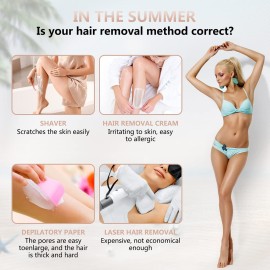 Electric Razor for Women Bikini Trimmer, MKIOVH Women\'s Cordless Portable 4 in 1 Painless Shaver, for face Legs Brows Nose Detachable Head USB Rechargeable Hair Trimmer (White)