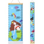 HIFOT Kids Growth Chart Height Measuring Chart, Mermaid Canvas Wall Hanging Rulers for Baby Children Girls Bedroom Decor 74.8\'\'* 7.87\'\'