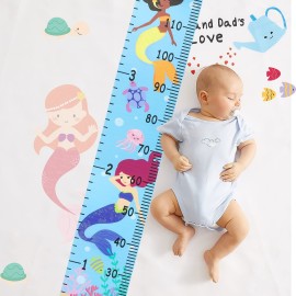 HIFOT Kids Growth Chart Height Measuring Chart, Mermaid Canvas Wall Hanging Rulers for Baby Children Girls Bedroom Decor 74.8\'\'* 7.87\'\'