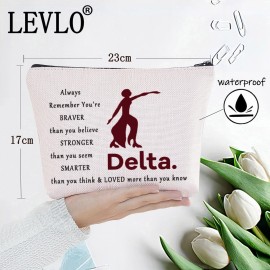 LEVLO Sorority Cosmetic Make up Bag Sorority Inspired Gifts You Are Braver Stronger Smarter Than You Think Makeup Zipper Pouch Bag (De Bag)