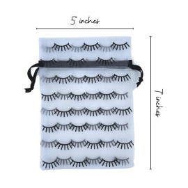 Boutique Marketing LLC Lash Print Organza Bag | 50 Pack | Size 5x7 inch inch | Lash Aftercare Kit Bag | White Bag with Black Simple Lash Print Design