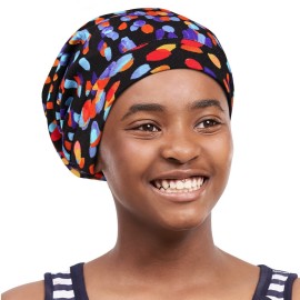 Girls Hair Sleep Bonnet Night Hat XL Jumbo Cap for Braids Twists Locs Curls Adjustable Headwear Purple