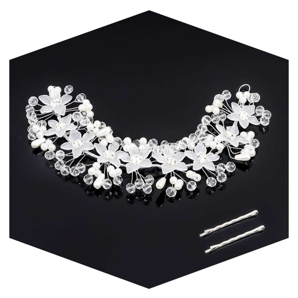 CURASA Princess Flower Crown Silver Girl Headpiece Crystal Pearl Headband for Girls Wedding Cute Hair Accessories for Birthday Halloween Tiaras for Women CURASA Princess Flower Crown Silver Girl Headpiece Crystal Pearl Headband for Girls Wedding Cute Hair Accessories for Birthday Halloween Tiaras for Women