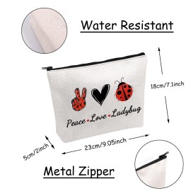 JXGZSO Good Luck Ladybug Symbol Makeup Bag With Zipper Gifts For Women Peace Love Ladybug Cosmetic Bag JXGZSO Good Luck Ladybug Symbol Makeup Bag With Zipper Gifts For Women Peace Love Ladybug Cosmetic Bag