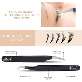 SIVOTE Eyelash Extension Tweezers for Classic & Volume Lashes, 5-Pack, Black