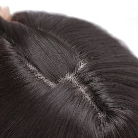 YYDS 27 Dark Blonde Natural Mixture Snythetic Topper Side Part Silk Straight Clip in Hairpiece for Women with Thin Hair (Left Part)