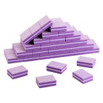 50 Pcs Mini Nail Buffer 180/100 Grit Buffing Blocks for Acrylic Nails Care,Purple