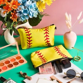 4 Pieces Sport Makeup Bags Sport Cosmetic Bags Sport Pouch Bag Travel Portable Travel Toiletry Bag for Women, Team Player (Yellow,Softball) 4 Pieces Sport Makeup Bags Sport Cosmetic Bags Sport Pouch Bag Travel Portable Travel Toiletry Bag for Women, Team Player (Yellow,Softball)
