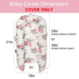 Infant Lounger Baby Nest Replacement Cover | Hypoallergenic | Premium | [Fits Dockatot Deluxe+] (Cover Only) (Roses)