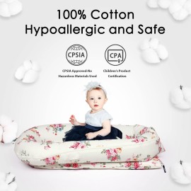 Infant Lounger Baby Nest Replacement Cover | Hypoallergenic | Premium | [Fits Dockatot Deluxe+] (Cover Only) (Roses)