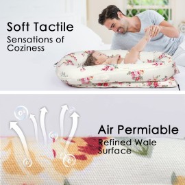 Infant Lounger Baby Nest Replacement Cover | Hypoallergenic | Premium | [Fits Dockatot Deluxe+] (Cover Only) (Roses)