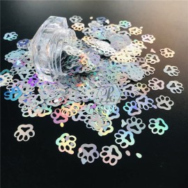 10 Grams/Pack - Sliver QUTE Paw Print Glitter - Festival Rave Beauty Makeup Face Body Nail Art Decoration- LB100