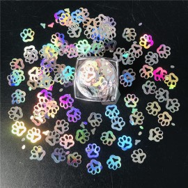 10 Grams/Pack - Sliver QUTE Paw Print Glitter - Festival Rave Beauty Makeup Face Body Nail Art Decoration- LB100