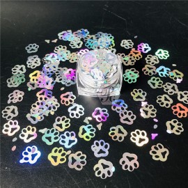 10 Grams/Pack - Sliver QUTE Paw Print Glitter - Festival Rave Beauty Makeup Face Body Nail Art Decoration- LB100