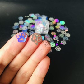 10 Grams/Pack - Sliver QUTE Paw Print Glitter - Festival Rave Beauty Makeup Face Body Nail Art Decoration- LB100