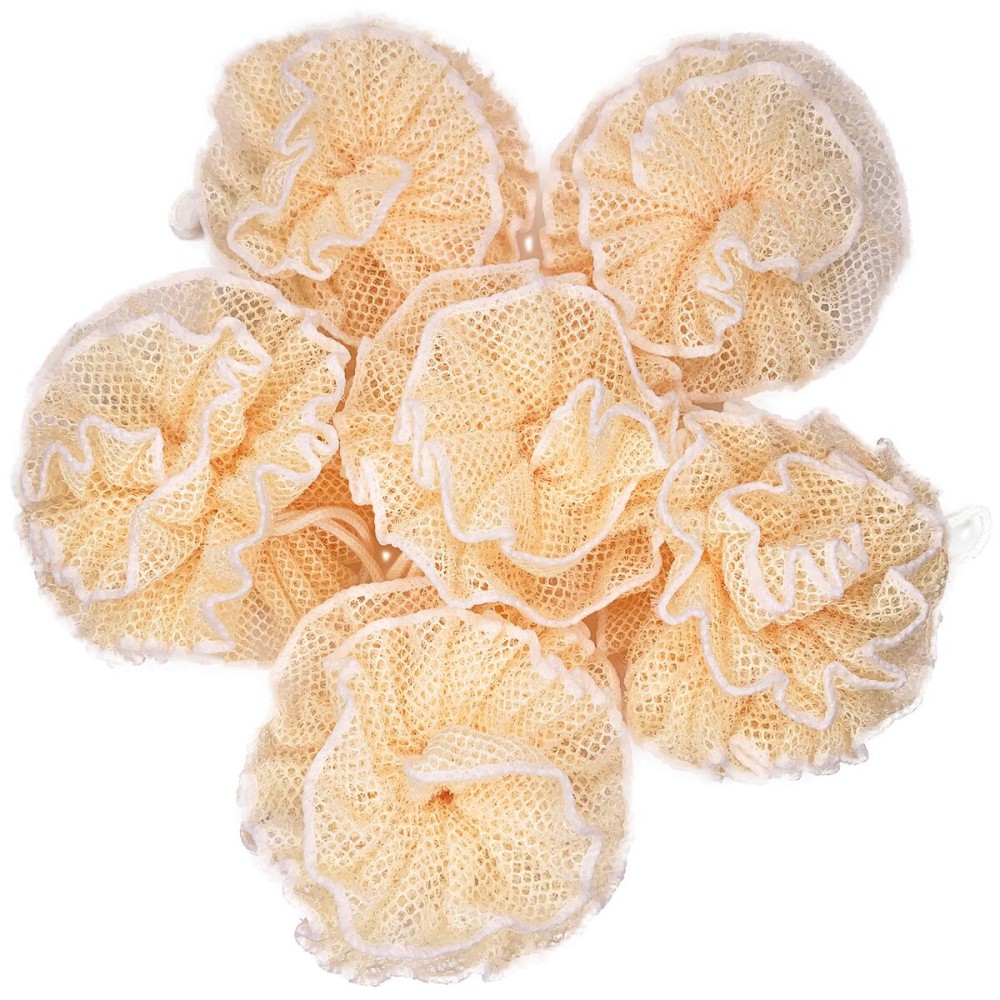 6 Pack Super Exfoliating Home Spa Weave Loofah Shower Sponge Pouf Mesh Brush - Bath Spa Puff Scrubber Ball - Face Body Poof - Rich Foams Bubble4.7 Each