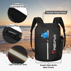 Piscifun Dry Bag Waterproof, Floating Dry Backpack, Lightweight Waterproof Dry Bag with Waist Pouch and Phone Case for Kayaking, Camping, Beach, Boating & Swimming for Men & Women Black 10L
