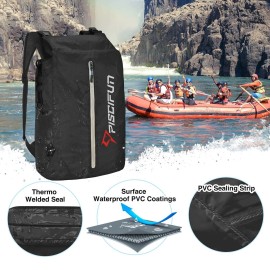 Piscifun Dry Bag Waterproof, Floating Dry Backpack, Lightweight Waterproof Dry Bag with Waist Pouch and Phone Case for Kayaking, Camping, Beach, Boating & Swimming for Men & Women Black 10L