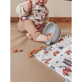 BapronBaby Be Brave Firefighter Wet Dry Bag - Waterproof Two Zipper Pockets - Reusable for Mealtime, Diapers, Stroller, Snacks, Swimsuits - Machine Washable - 11 x 9