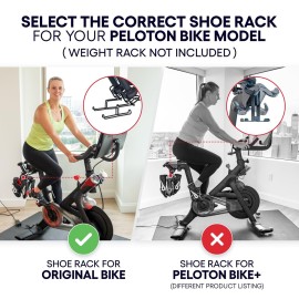 TrubliFit Deluxe Metal Shoe Hangers for Peloton Bike, Black, 2-Pack, Stainless Steel