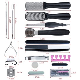 31Pcs Foot & Hand File Pedicure Tools Kit for Dead Skin Remove, Nail Maintain with Cleaning Storage Box for Men Women Salon or Home Best Gift