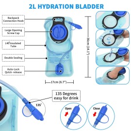 Roptat Hydration Backpack Pack with 2L Hydration Bladder - Lightweight Water Backpack Keeps Water Cool up to 4 Hours Pouch for Women Men Running Riding Biking (Black) (Galaxy 2)