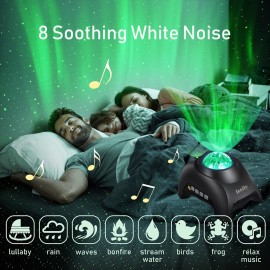 Leoity Star Projector for Bedroom, Aurora Projector with Remote Control; 3-in-1 Nothern Light with Bluetooth Speaker, Built-in White Noise and Timer for Both Kids and Adults - Black