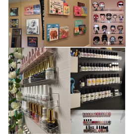 6 Pack Nail Polish Shelves for Wall,Hanging Clear Acrylic Nail Polish Rack Wall Mounted Shelf for Nail Salon Wall Essential Oil Shelf,Gel Fingernail Polish Holder and Tattoo Studio Decor Paint