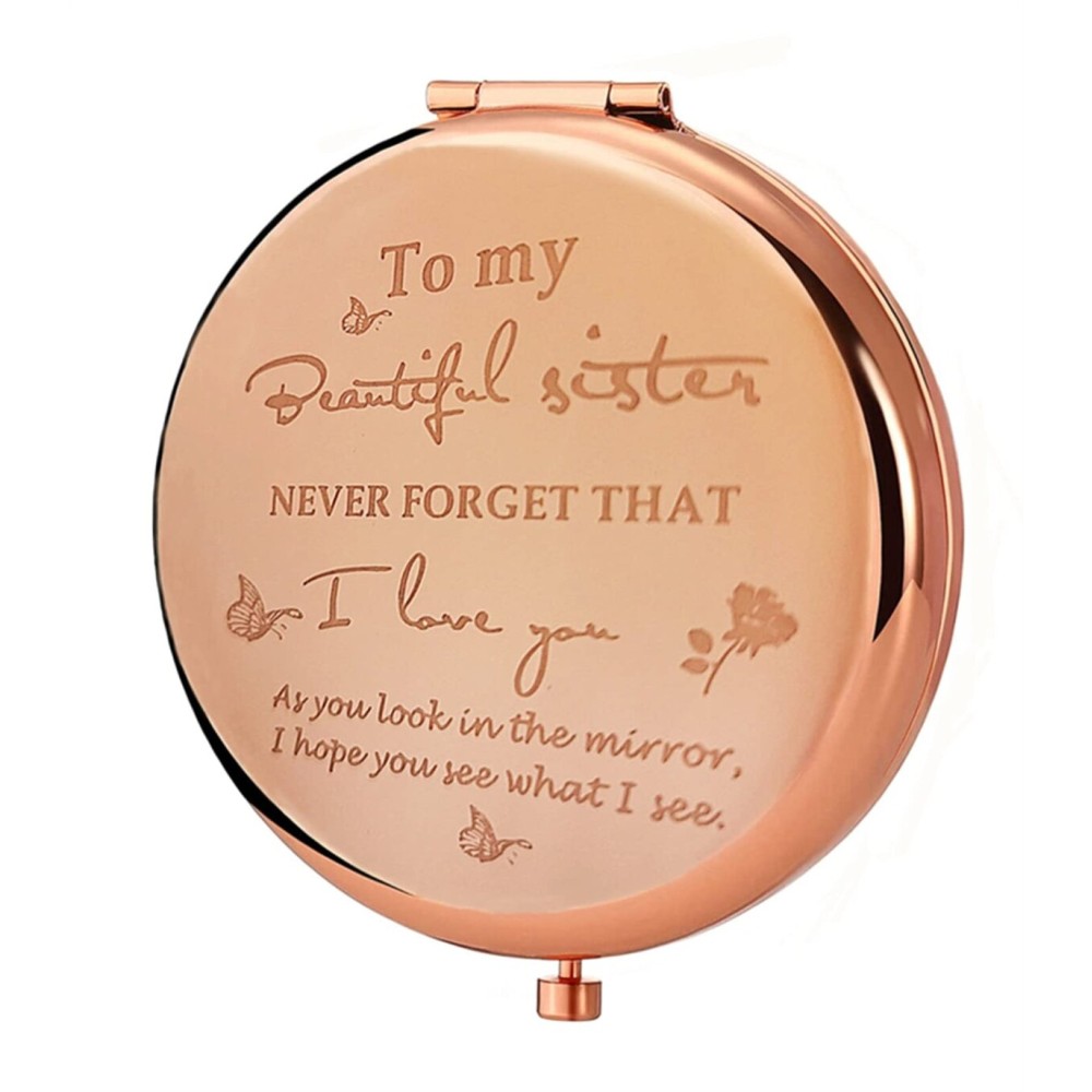 Friend Mirror to My Sisters Frosted Compact Mirror from Sister Brother Friendship Graduation wedding Gifts for Her Best Friend Birthday Gifts,Sentimental Friend Gift Ideas for Sisters Women