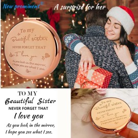 Friend Mirror to My Sisters Frosted Compact Mirror from Sister Brother Friendship Graduation wedding Gifts for Her Best Friend Birthday Gifts,Sentimental Friend Gift Ideas for Sisters Women