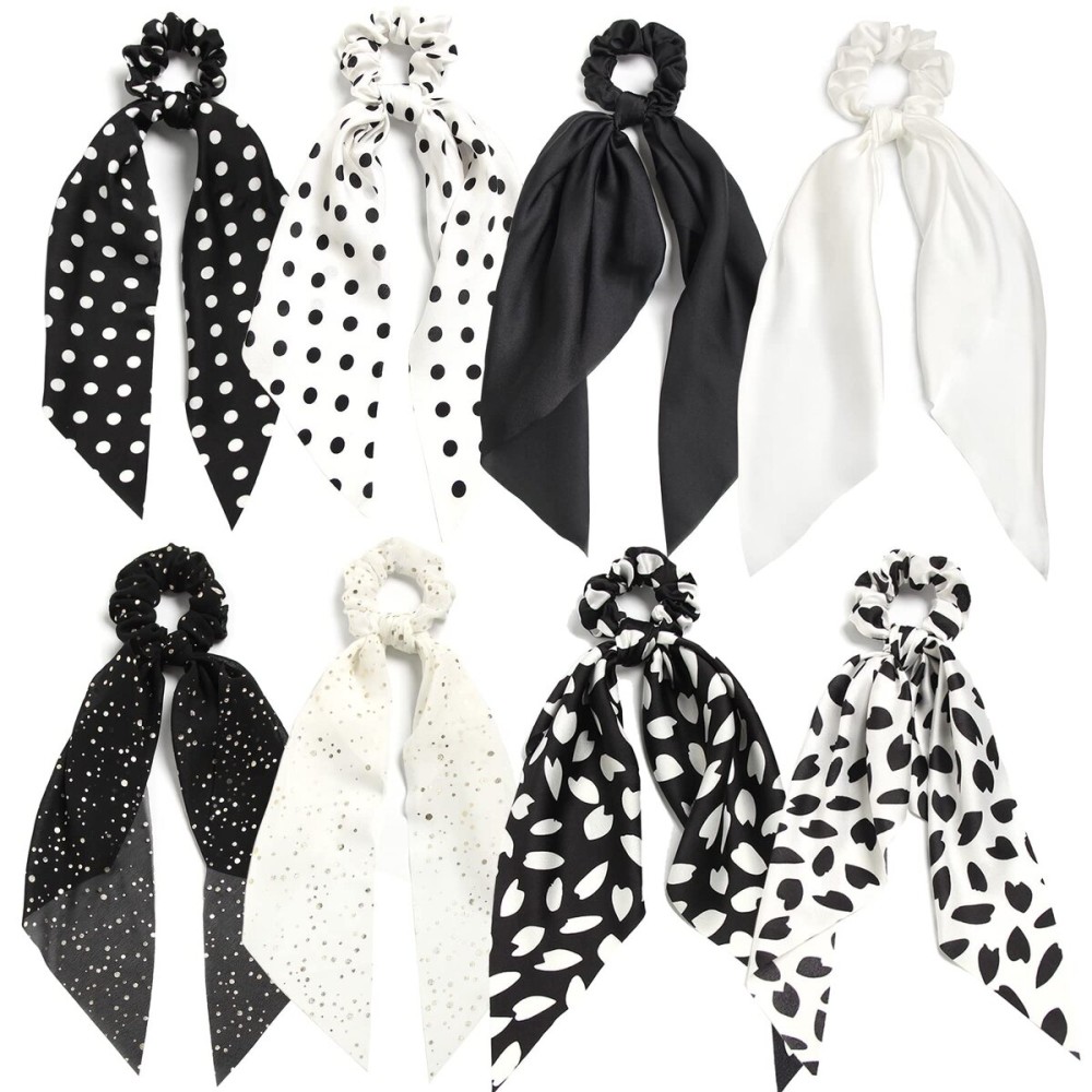 SUSULU Hair Scarf Scrunchies for Women Plain Hair Bobbles Solid Color Fabric Scrunchy Elastic Hair Ties (Black White) SUSULU Hair Scarf Scrunchies for Women Plain Hair Bobbles Solid Color Fabric Scrunchy Elastic Hair Ties (Black White)