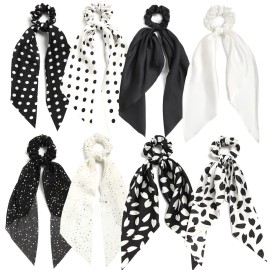 SUSULU Hair Scarf Scrunchies for Women Plain Hair Bobbles Solid Color Fabric Scrunchy Elastic Hair Ties (Black White) SUSULU Hair Scarf Scrunchies for Women Plain Hair Bobbles Solid Color Fabric Scrunchy Elastic Hair Ties (Black White)