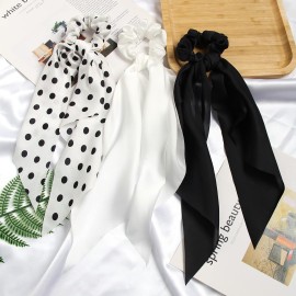SUSULU Hair Scarf Scrunchies for Women Plain Hair Bobbles Solid Color Fabric Scrunchy Elastic Hair Ties (Black White) SUSULU Hair Scarf Scrunchies for Women Plain Hair Bobbles Solid Color Fabric Scrunchy Elastic Hair Ties (Black White)