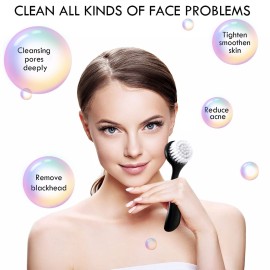 3 Pieces Facial Cleansing Brush Acrylic Handle Face Scrubbers Soft Bristle Exfoliator Cleaner Brush Scrub Exfoliating Facial Scrubber for Face Care Makeup Skincare Removal(Black)