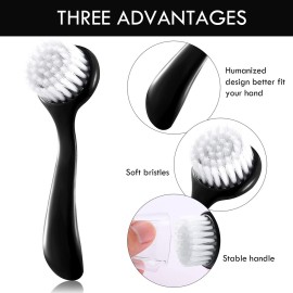 3 Pieces Facial Cleansing Brush Acrylic Handle Face Scrubbers Soft Bristle Exfoliator Cleaner Brush Scrub Exfoliating Facial Scrubber for Face Care Makeup Skincare Removal(Black)