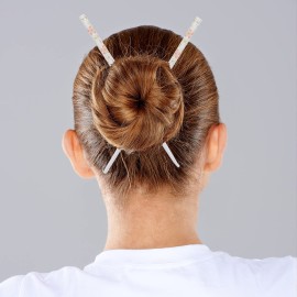 Floral Hair Sticks Chopsticks - Pack of 2- Small White Flowers Floral Hair Sticks Chopsticks - Pack of 2- Small White Flowers