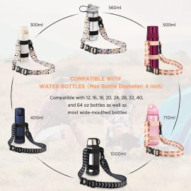 EasyAcc Water Bottle Holder Strap Sling, for Owala FreeSip 24 32 40 oz, Hydro Flask, Cirkul, Yeti, Stanley Flip, Universal Water Bottles, with Carabiner, for Walking Curise Travel (Bottle Excluded)