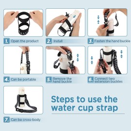 EasyAcc Water Bottle Holder Strap Sling, for Owala FreeSip 24 32 40 oz, Hydro Flask, Cirkul, Yeti, Stanley Flip, Universal Water Bottles, with Carabiner, for Walking Curise Travel (Bottle Excluded)