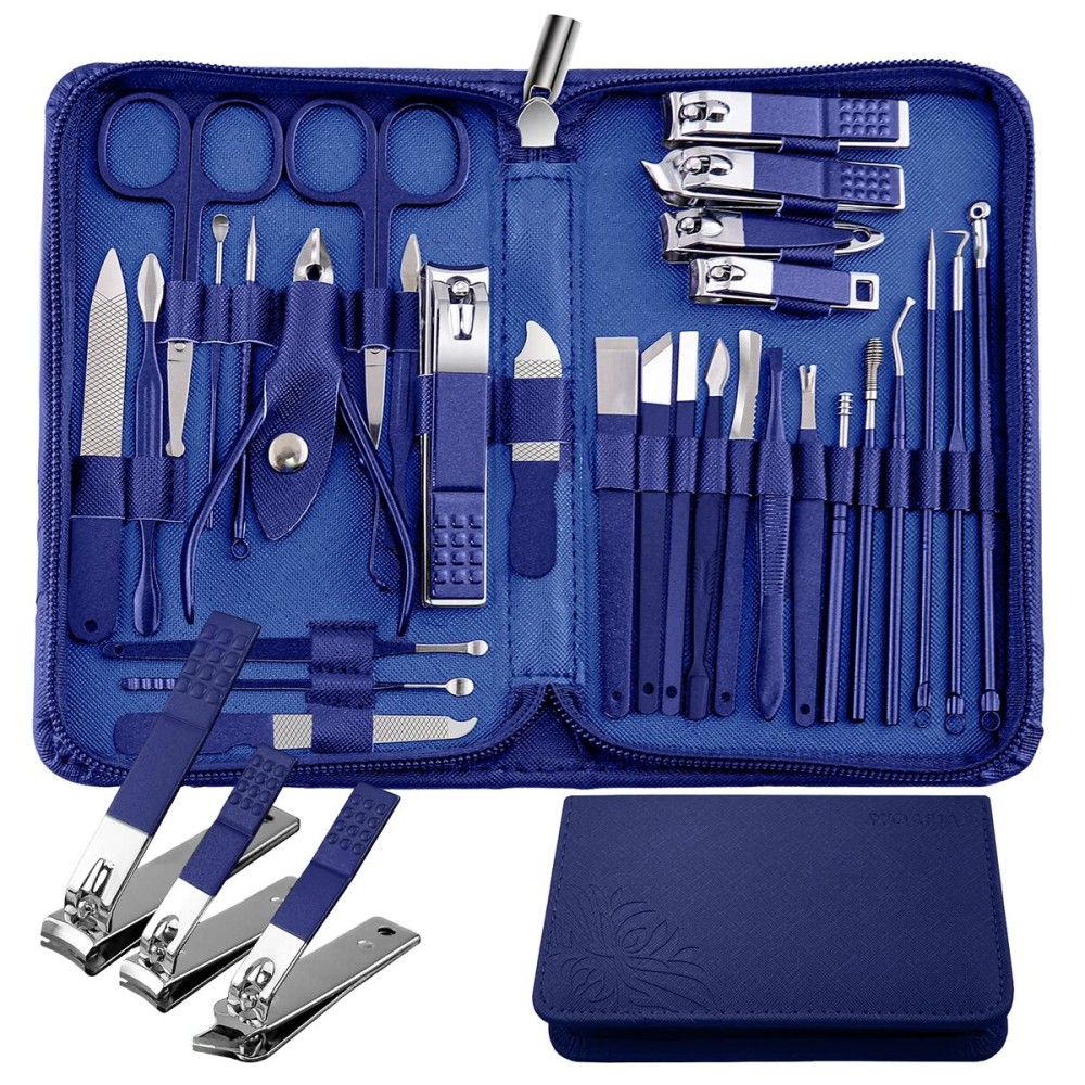 Manicure Set 30-Piece WOAMA Nail Clippers Pedicure Kit Manicure Kit Professional Nail Kit for Toenail Fingernail Facial Care - Blue Manicure Set 30-Piece WOAMA Nail Clippers Pedicure Kit Manicure Kit Professional Nail Kit for Toenail Fingernail Facial Care - Blue