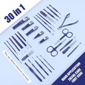 Manicure Set 30-Piece WOAMA Nail Clippers Pedicure Kit Manicure Kit Professional Nail Kit for Toenail Fingernail Facial Care - Blue Manicure Set 30-Piece WOAMA Nail Clippers Pedicure Kit Manicure Kit Professional Nail Kit for Toenail Fingernail Facial Care - Blue