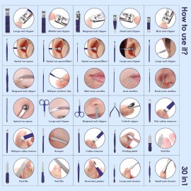 Manicure Set 30-Piece WOAMA Nail Clippers Pedicure Kit Manicure Kit Professional Nail Kit for Toenail Fingernail Facial Care - Blue Manicure Set 30-Piece WOAMA Nail Clippers Pedicure Kit Manicure Kit Professional Nail Kit for Toenail Fingernail Facial Care - Blue