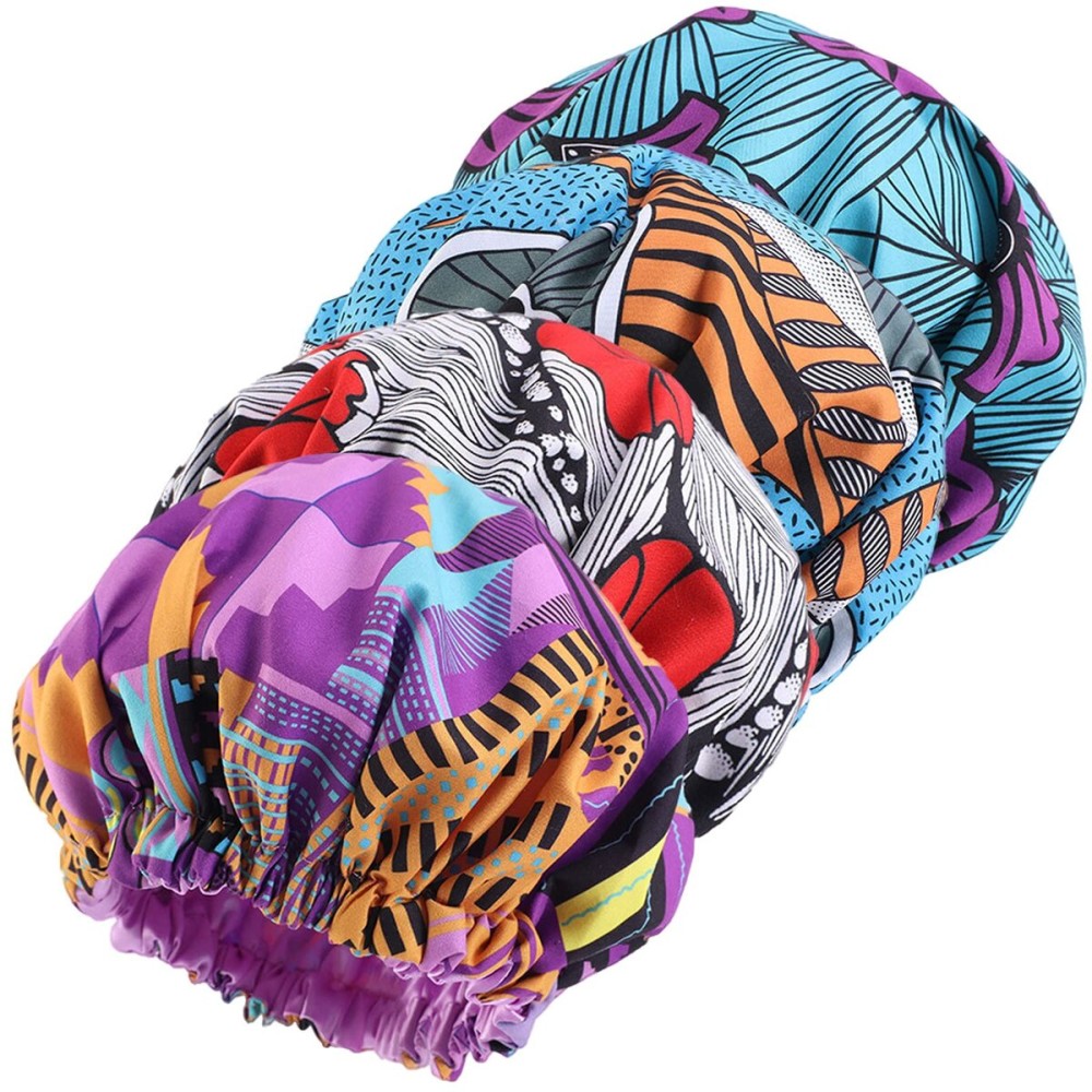 4 Pieces Kids African Pattern Print Fabric Ankara Bonnets Extra Large Satin Lined Bonnets Night Sleep Turban Chemo Cap