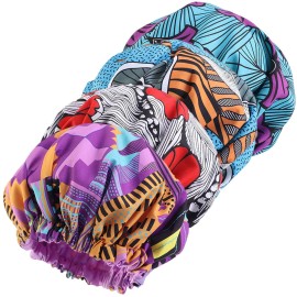 4 Pieces Kids African Pattern Print Fabric Ankara Bonnets Extra Large Satin Lined Bonnets Night Sleep Turban Chemo Cap