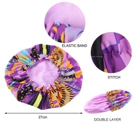 4 Pieces Kids African Pattern Print Fabric Ankara Bonnets Extra Large Satin Lined Bonnets Night Sleep Turban Chemo Cap