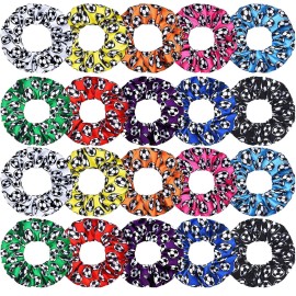 WILLBOND 20 Pieces Soccer Hair Scrunchies, Soft Silk Satin Sport Hair Ties for Girls, Women, Player Team, Christmas (Mixed Colors)