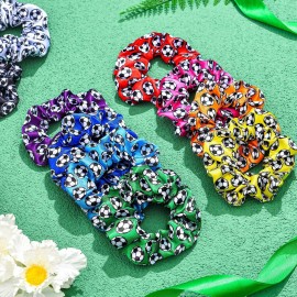 WILLBOND 20 Pieces Soccer Hair Scrunchies, Soft Silk Satin Sport Hair Ties for Girls, Women, Player Team, Christmas (Mixed Colors)